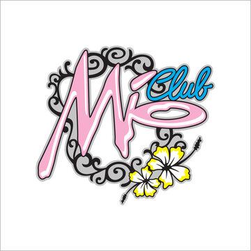Mio club lettering vector decorated with frame can be used as graphic design
