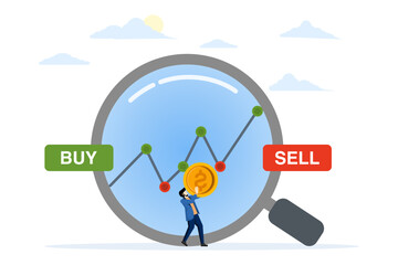 Asset Risk Management. Customize investment portfolio. Buy and sell stock market. funds, bonds, cryptocurrencies. Investor analysts make purchases or sales of assets. flat vector illustration.