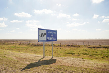 Roadside sign in Argentina: The Falklands (Malvinas) are Argentine