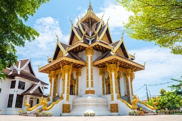 Fototapete Anbetungsstätte architecture of traditional temple in vientiane, laos