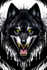 Fototapeta premium An evil spooky werewolf head. (AI-generated fictional illustration) 