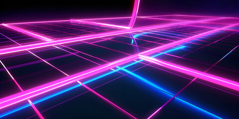 Vibrant 3D Render of a Neon Soccer Field from a Unique Angle - obrazy, fototapety, plakaty