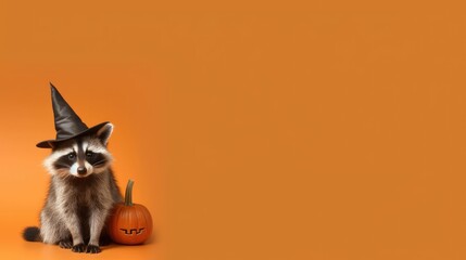  animal racoon autumn halloween - obrazy, fototapety, plakaty