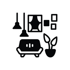 Black solid icon for room 