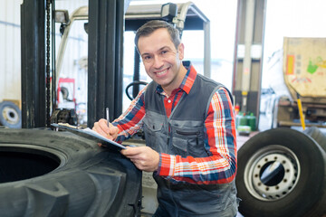 portrait of tractor tire check