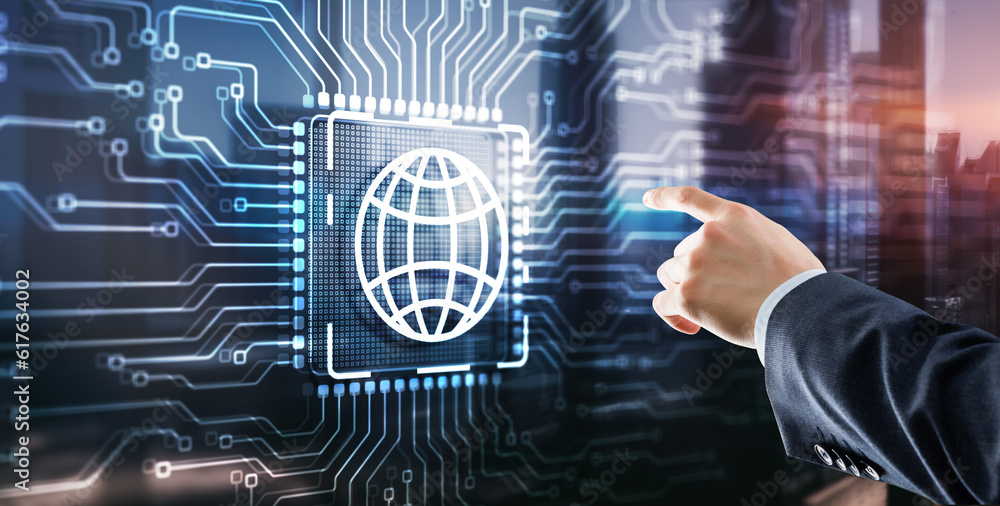 Aufkleber telecom. communication network concept. internet of things and information communication network