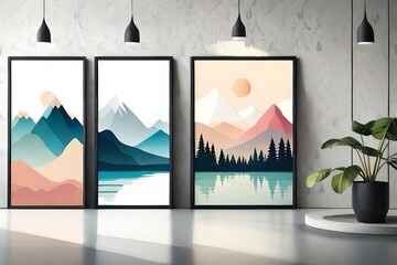 three sceneries in a row giving an aesthetic look to the room 