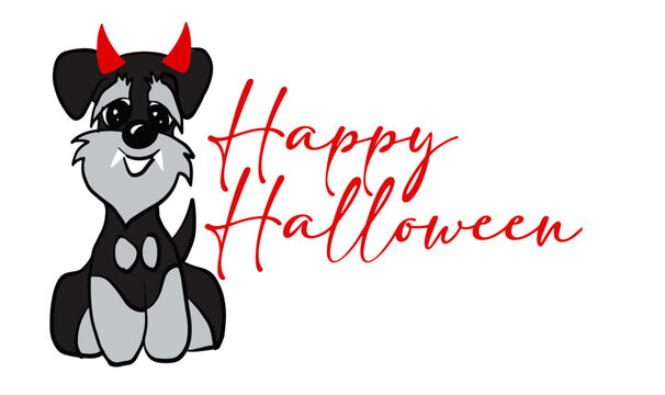 happy halloween vector text with devil dog