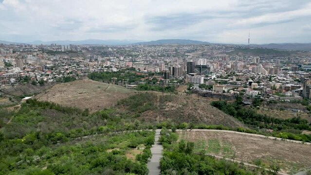 4k High resolution drone video of the Tsitsernakaberd Armenian Genocide Memorial Complex