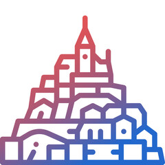 mont saint michel gradient line icon