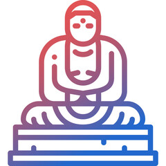great buddha of kamakura gradient line icon