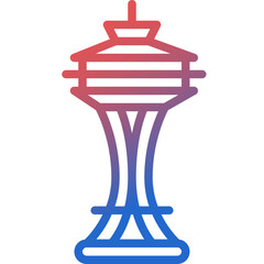 space needle gradient line icon