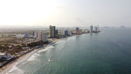 photography with drone of a morning in mazatlan beach sinaloa mexico