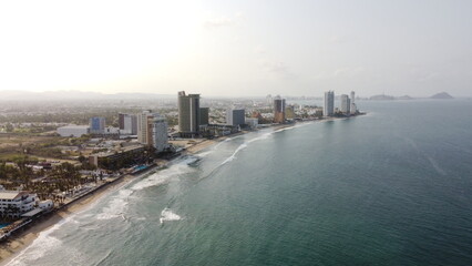 photography with drone of a morning in mazatlan beach sinaloa mexico