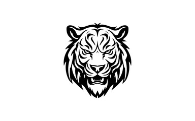 Head of tiger shape isolated illustration with black and white style for template.