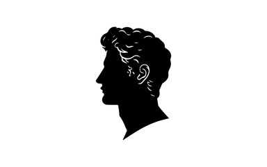 Head of roman statue shape isolated illustration with black and white style for template.