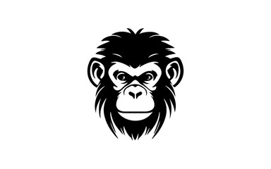 Head of monkey shape isolated illustration with black and white style for template.