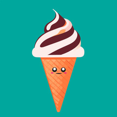 ice cream cone vector in cartoon style