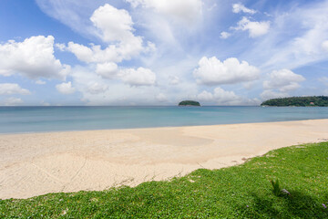 Beautiful nature of the Andaman Sea and white sand beach at Patong Beach, Phuket Island, Thailand.