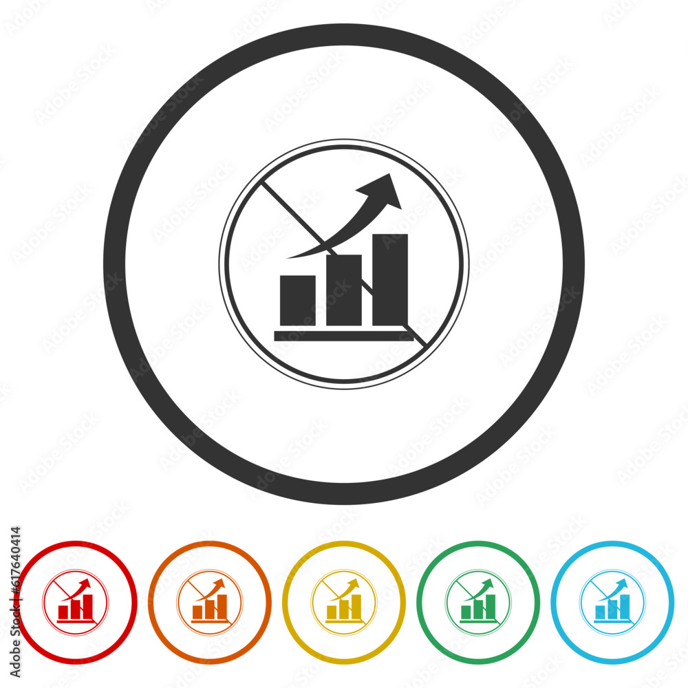 Poster no or stop chart icon. set icons in color circle buttons