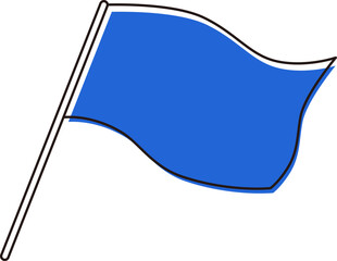 シンプルで使いやすい風にたなびく大きな旗　青色
