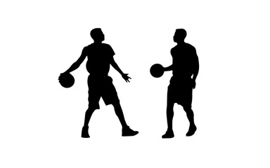 Basketball player shape isolated illustration with black and white style for template.