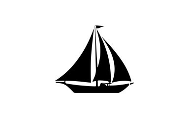 Sailing boat shape isolated illustration with black and white style for template.