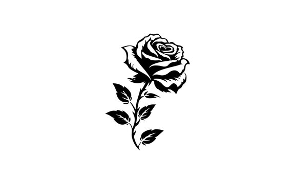 Rose shape isolated illustration with black and white style for template.