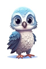 Obraz premium Cute baby Falcon in Cartoon Style on white background - generative AI