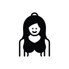 Black solid icon for woman 