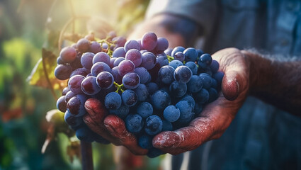 Harvest of grapes. Close-up. Generative AI