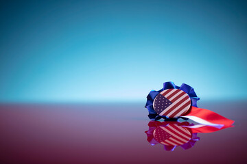 4th  July.  Independence Day concept. American flag in the form of the badge.