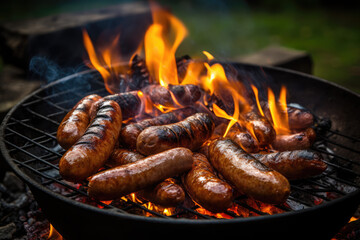 marinade and grilled sausages, transparent background (PNG). Generative AI.