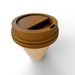 Paper Coffee Cup on White Background. 3D Illustration. File with Clipping Path.