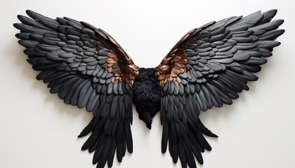 "Flight of Shadows: A Stunning Display of Black Wings on a White Stage