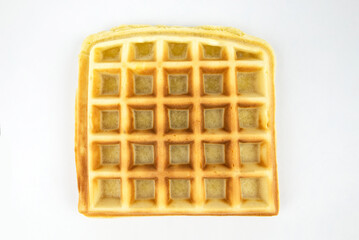one Belgian waffle isolated on white