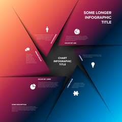 Vector multipurpose Infographic template with title and six triangle gradient content spaces