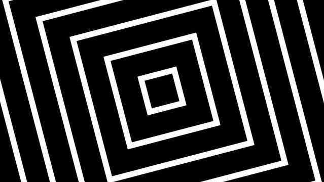 square lines rotate and animation footage. black and white background