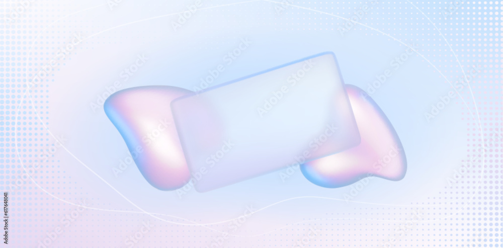 Poster glass morphism abstract pastel gradient background. transparent card frame with blur purple fluid bu