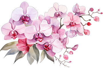 phalaenopsis orchid isolated on white background, Watercolor