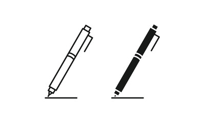 Pen, write icon. line and glyph version, Signature pen outline and filled vector sign. linear and full pictogram. Symbol, logo illustration. Different style icons set