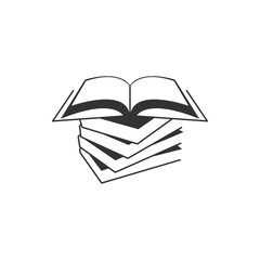 book stack vector, black icon
