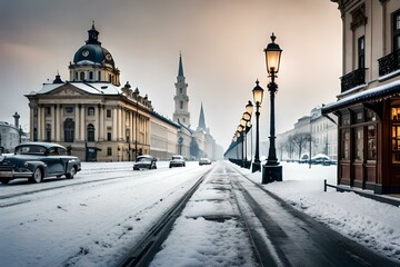 Fototapeta na wymiar street in the winter