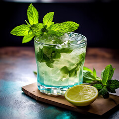 mojito cocktail with mint leaves