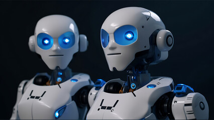 two robots with blue eyes