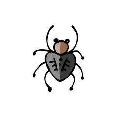 Spider icon, isolated on white. Hand drawn style.
