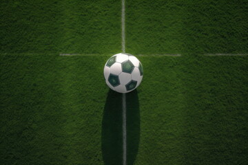 ball on the green field with soccer stadium