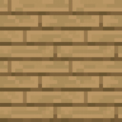 Brown shabby brick wall seamless pattern tile. Abstract fashion fabric textures, pixel art vector illustration. Design for web and mobile app.
