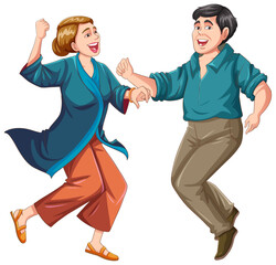 Middle Aged Couple Dancing Vector