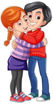Cute young couple cartoon character